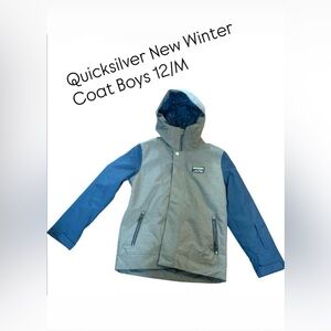 Quiksilver New Navy and Gray Hooded Jacket with Logo Patch